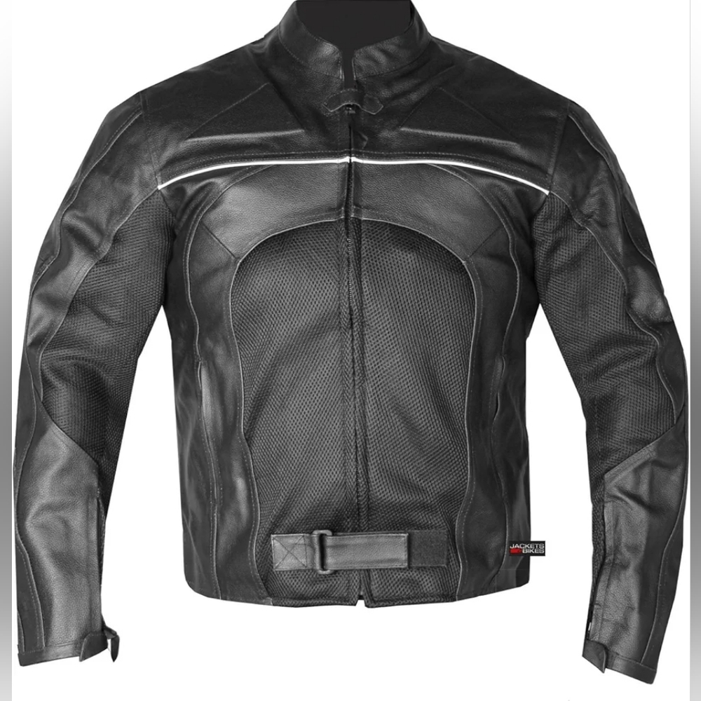 Leather & Mesh Armored Motorcycle Jacket, Men's M